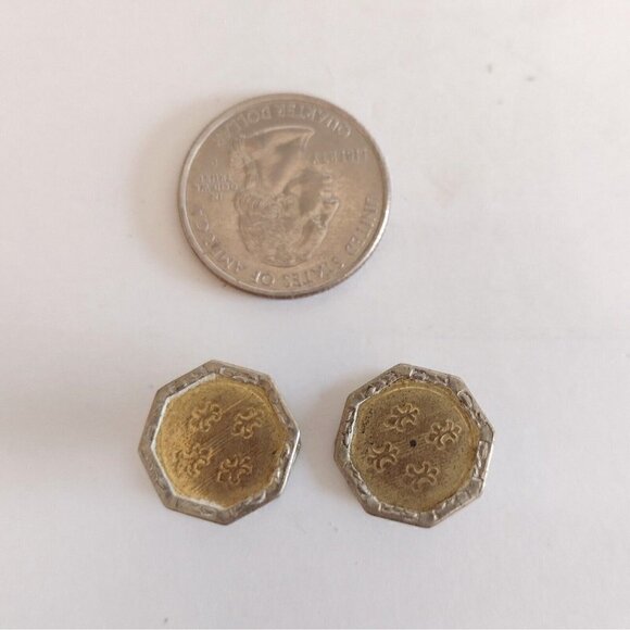 Antique Vintage Separable Links Snap Cufflinks Gold Silver Tone Octagon - Picture 5 of 5